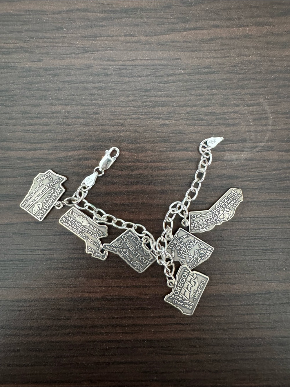 Vintage Silver State Charm Bracelet